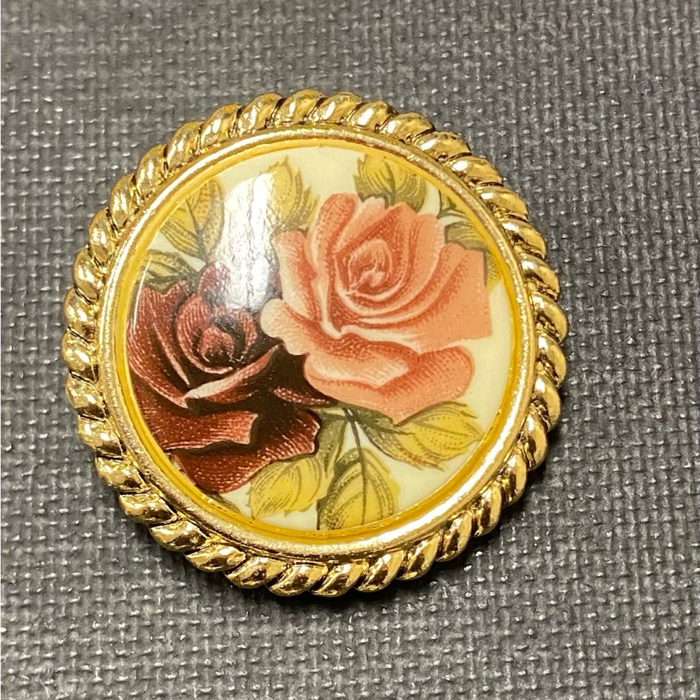Vintage scarf-clip, Flower porcelan scarf clip, Western